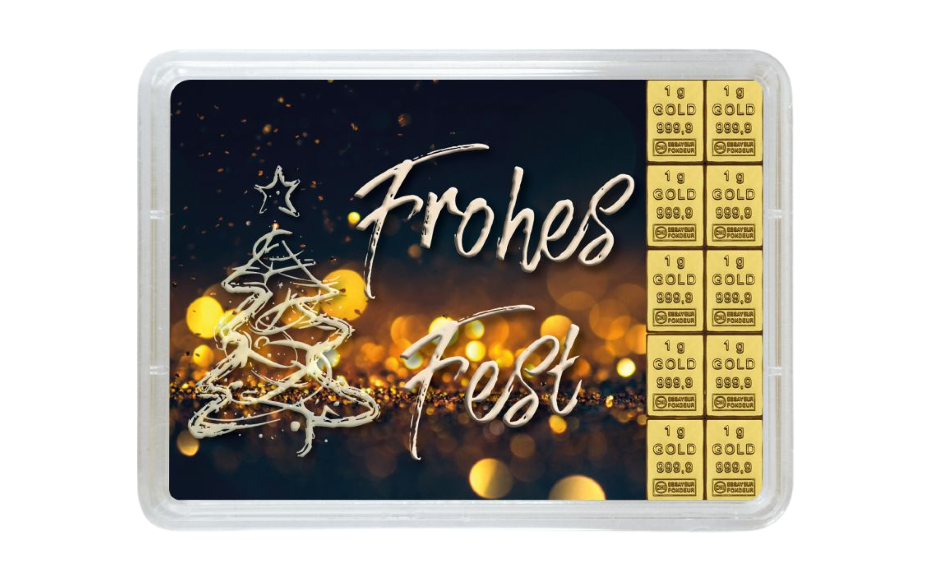 10 x 1 g Goldbarren Geschenkbarren "Weihnachten"  